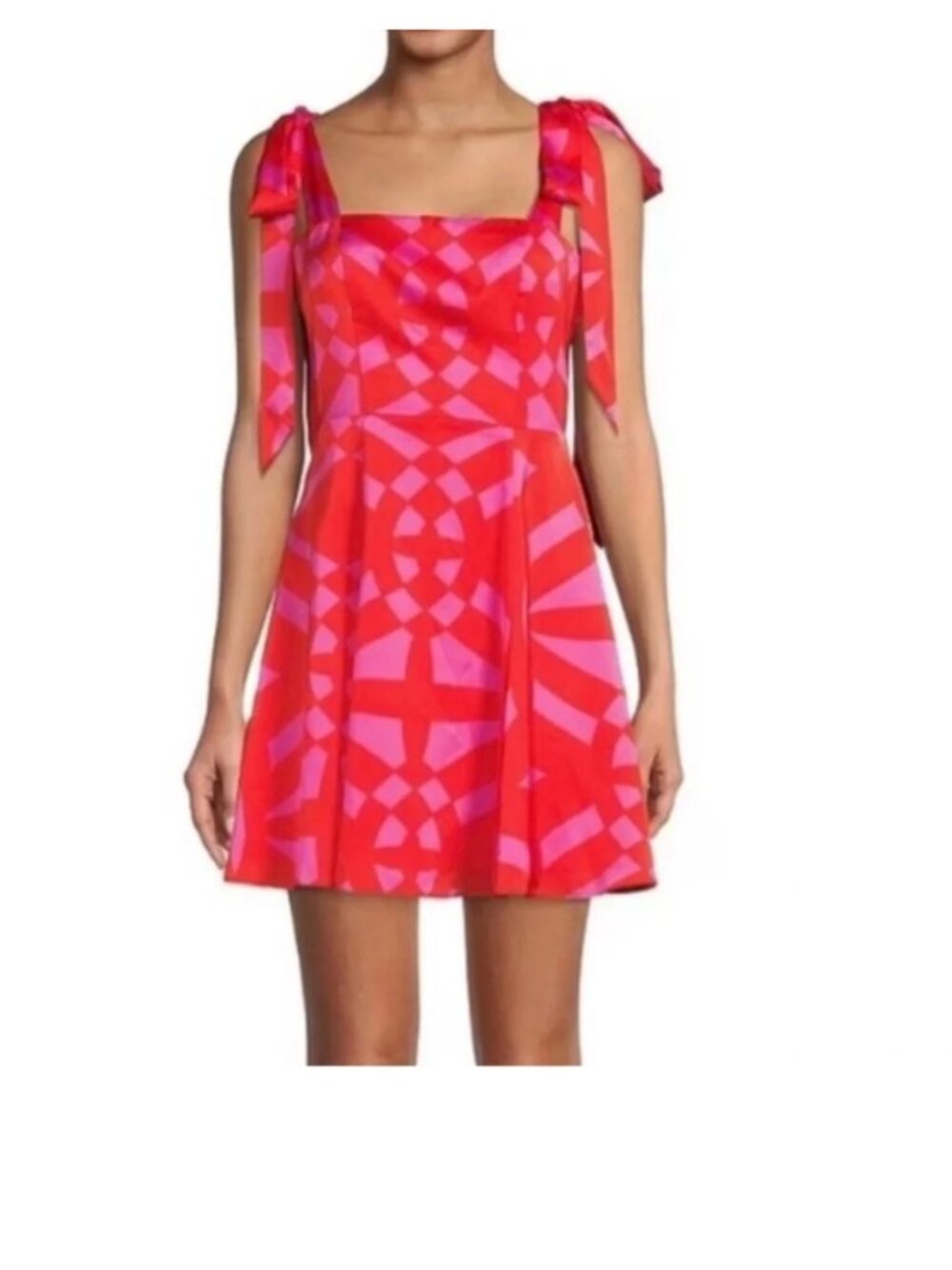 Gianni Bini x Venita Aspen Aria Geometric Print Crepe Tie-Strap Mini-Dress